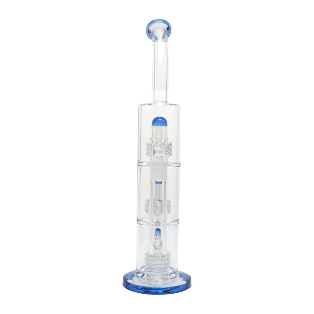 Bent Neck Triple Percolator Matrix Waterpipe 40cm - Greenhut