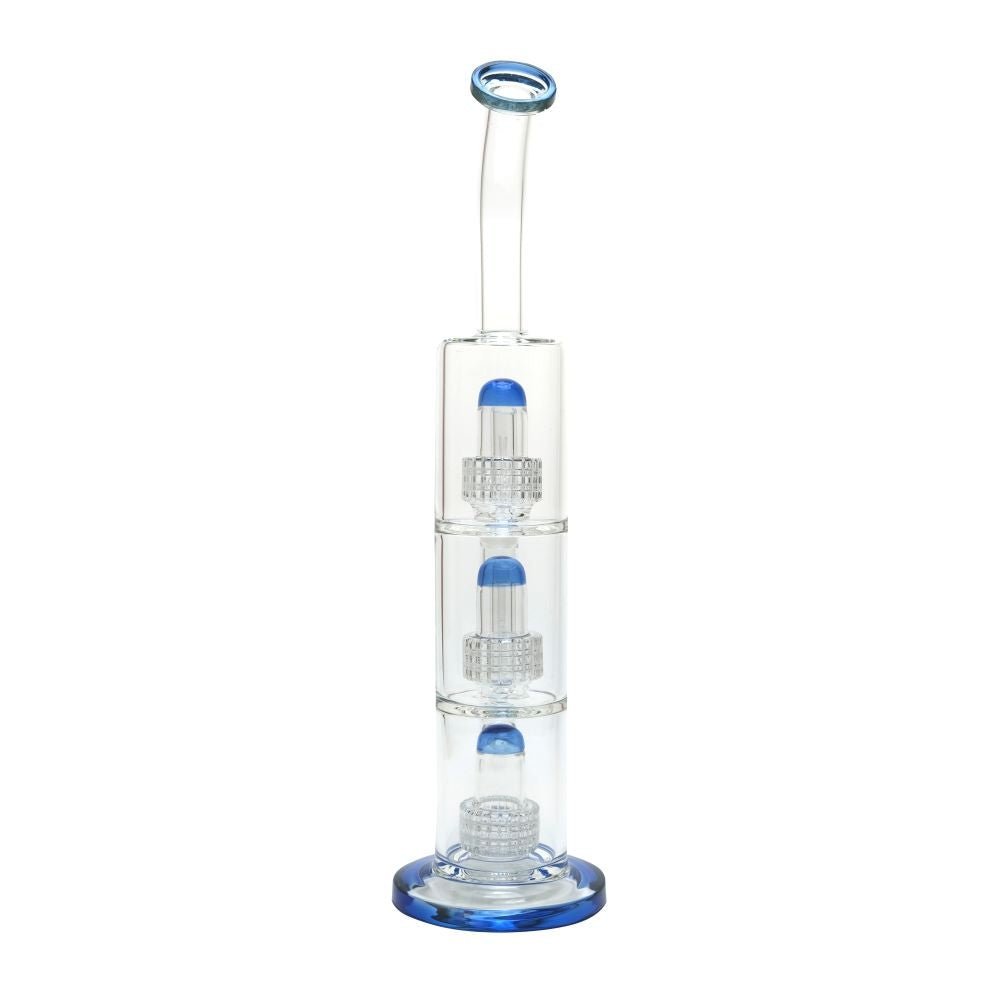 Bent Neck Triple Percolator Matrix Waterpipe 40cm - Greenhut