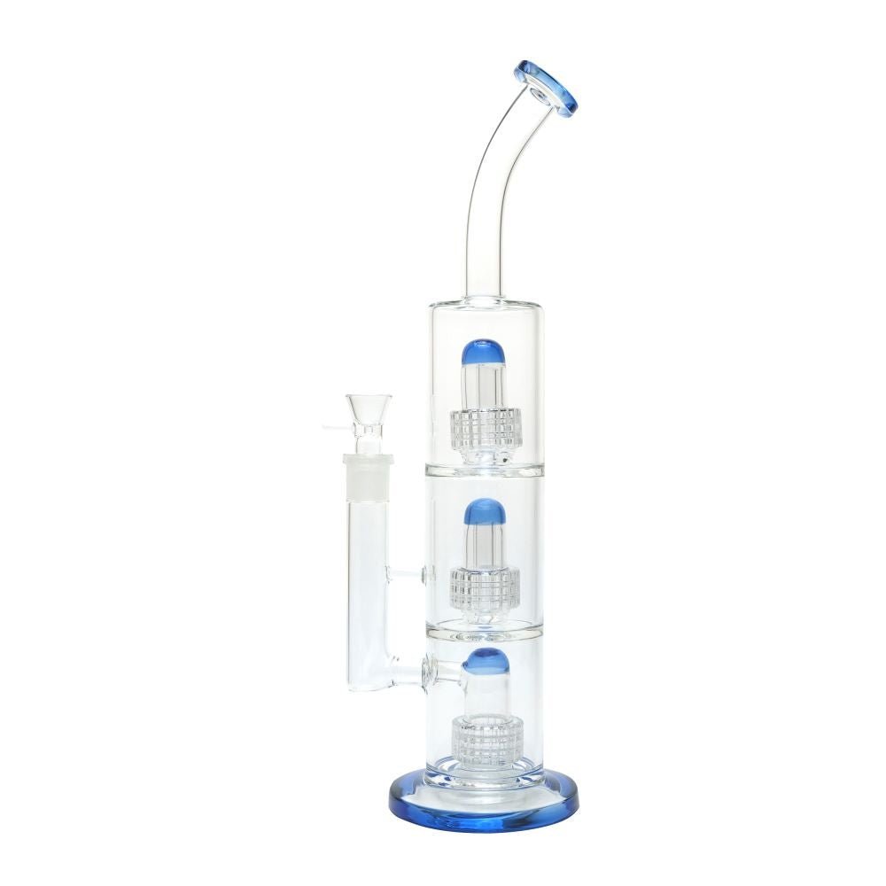 Bent Neck Triple Percolator Matrix Waterpipe 40cm - Greenhut