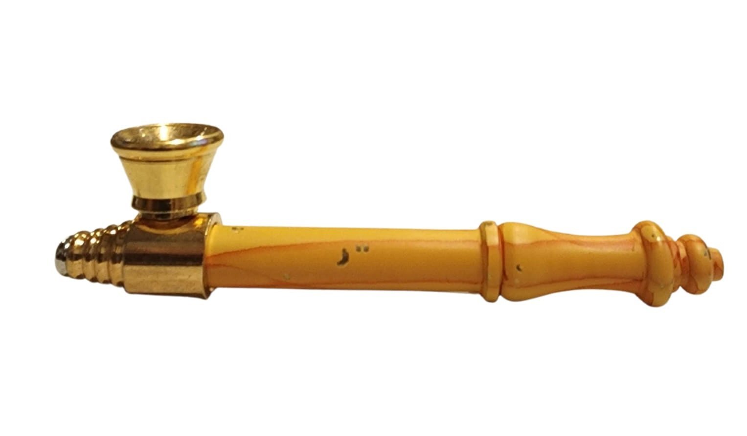 Wooden Paint Metal & Brass Smoking Pipe 10cm