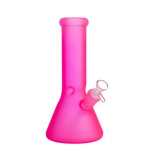 Frosted Glass Pink Colored Beaker Base Waterpipe 26cm