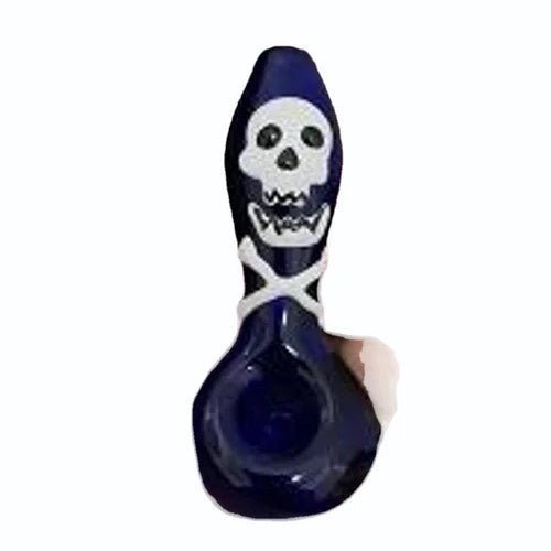Glow in Dark Skull Solid Glass Smoking Pipe 10cm - Greenhut