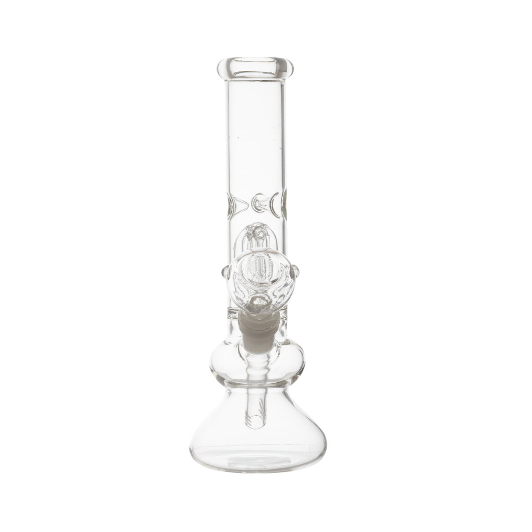 Clear Straight Glass Waterpipe with Percolator 25cm - Greenhut