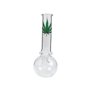 Clear Round Base Leaf Pattern Waterpipe 20cm - Greenhut