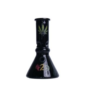 Leafy Colored Glass Beaker Shape Waterpipe 20cm