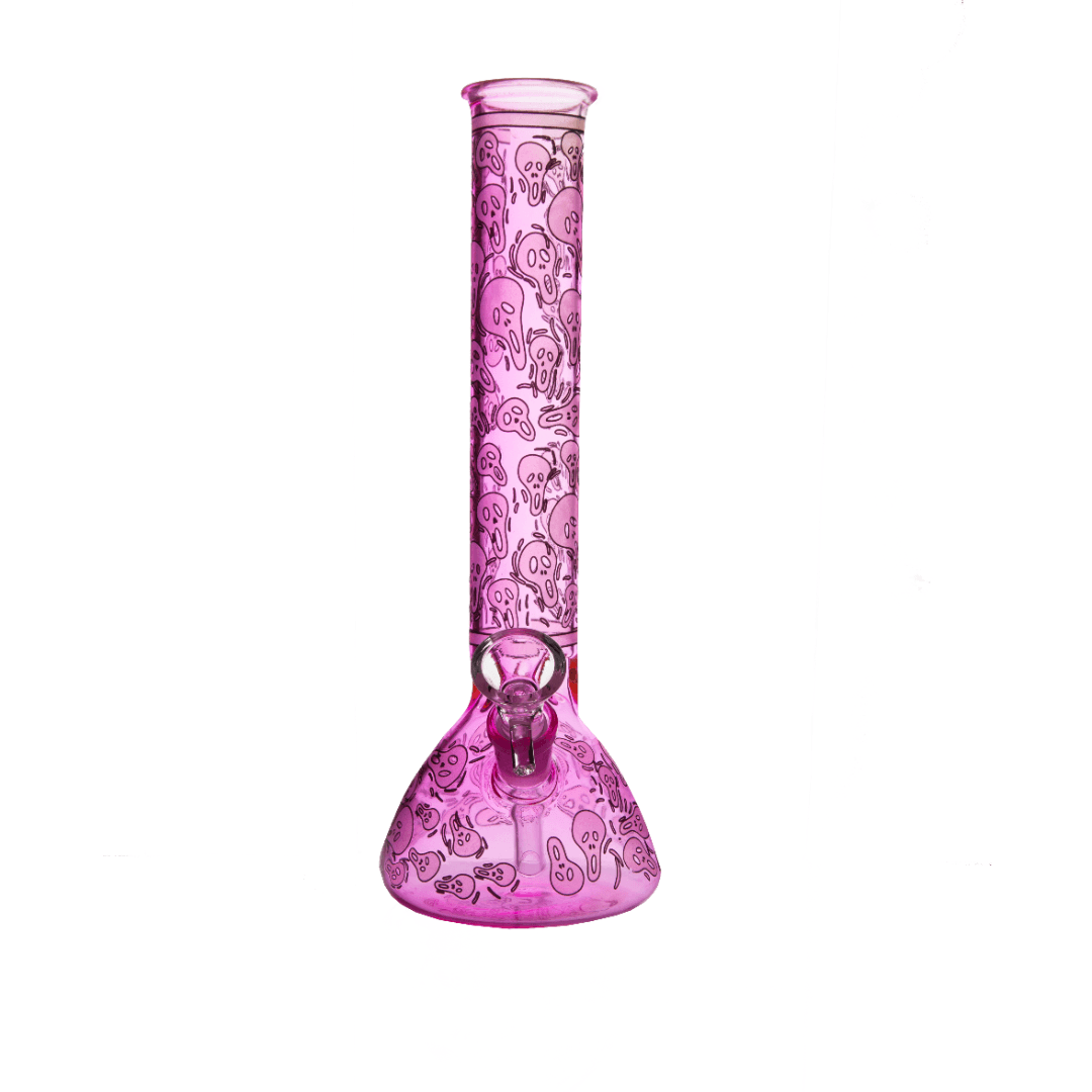 Skull Coloured Beaker Base Glass Waterpipe with Ice Catcher 26cm