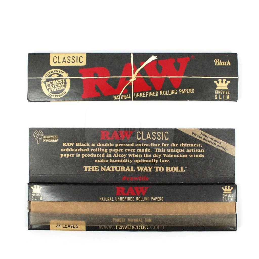 RAW Black Kingsize Slim Papers - Greenhut