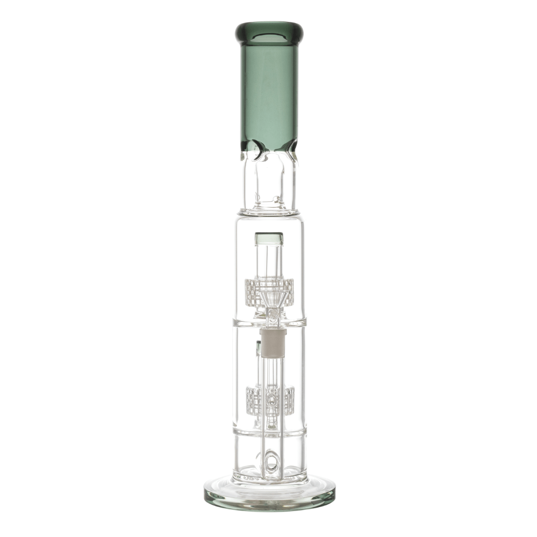 Colored Head Glass Triple Percolator Waterpipe with Ice Catcher 40cm - Greenhut