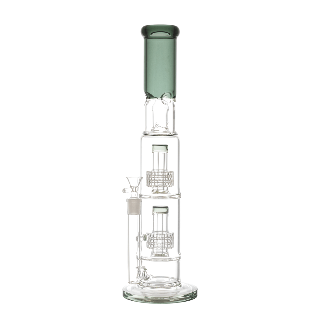 Colored Head Glass Triple Percolator Waterpipe with Ice Catcher 40cm - Greenhut