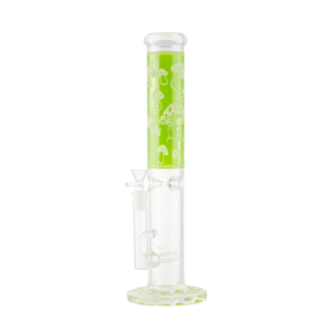 Colored Mushrooms Pattern Straight Glass Waterpipe 35cm - Greenhut