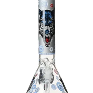 Angry Wolf Pattern Beaker Base Waterpipe 25cm - Greenhut