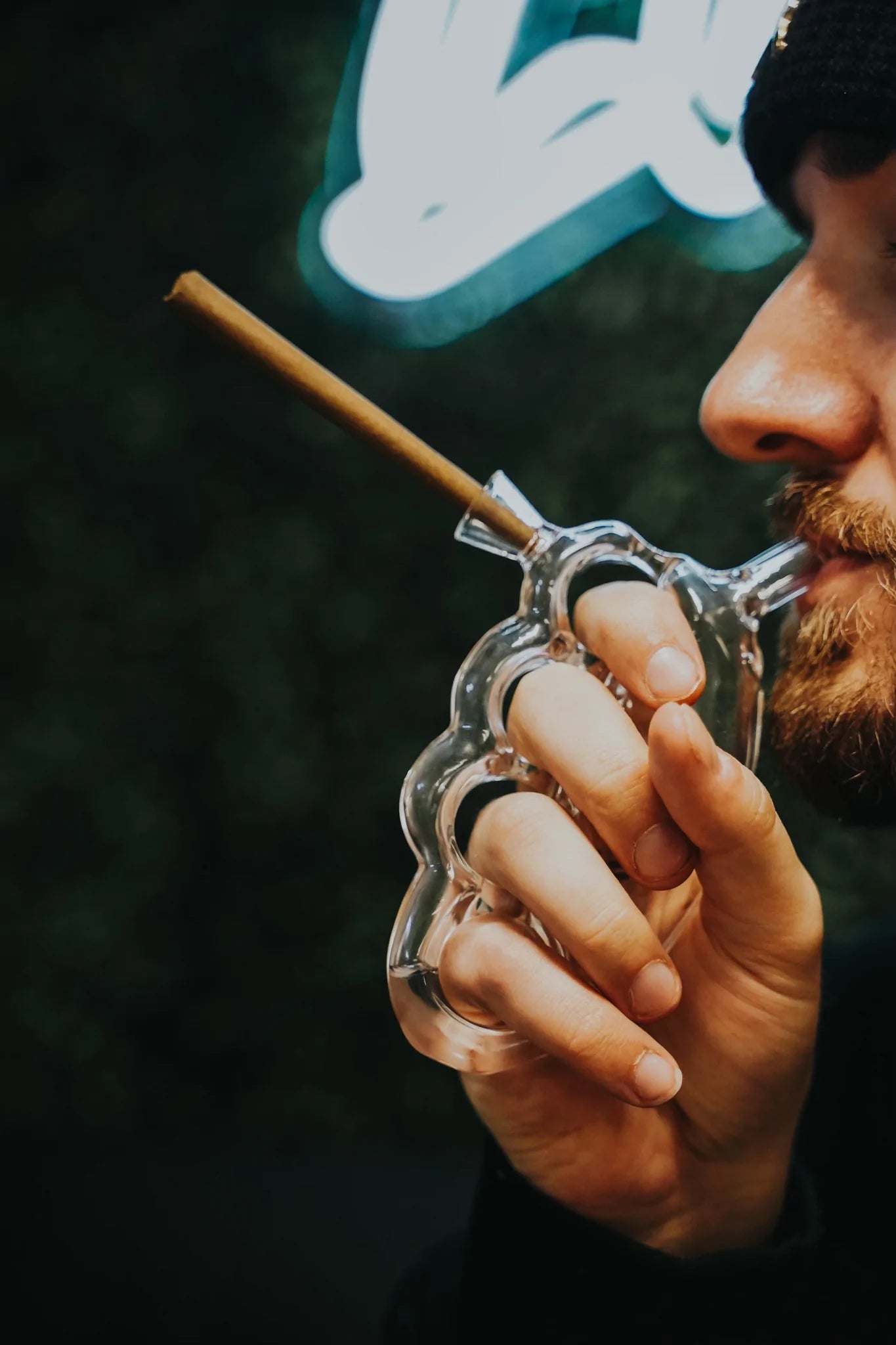 Glass Knuckle Bubbler Cone Holder Pipe - Image 3