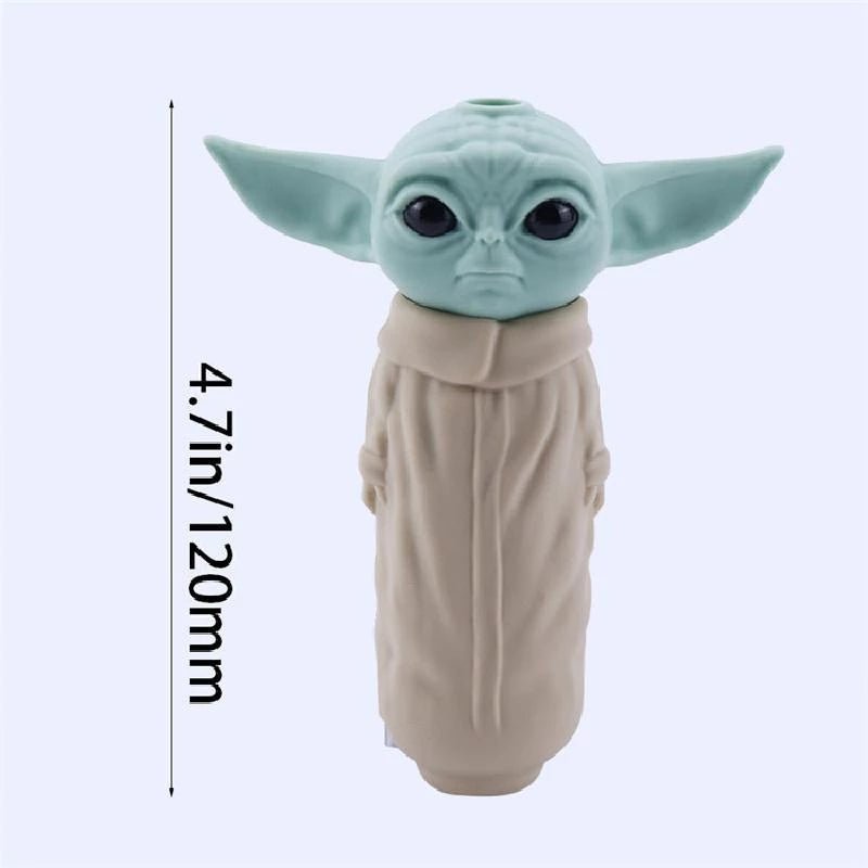 Baby Yoda Silicone Smoking Pipe with Glass Bowl - Image 2