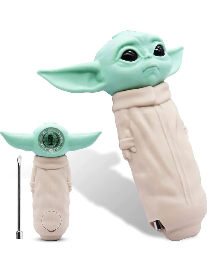Baby Yoda Silicone Smoking Pipe with Glass Bowl